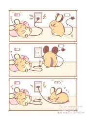  animal_focus asakoline battery_indicator buck_teeth closed_eyes closed_mouth dedenne electrical_outlet highres lightning_bolt_symbol no_humans pokemon pokemon_(creature) pokemon_focus powering_up sleeping tail teeth whiskers 