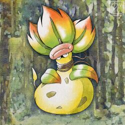  absurdres black_eyes closed_mouth colored_skin commentary english_commentary full_body highres leaf mega_pokemon mega_victreebel no_humans pink_lips plant plant_monster pokemon pokemon_(creature) pokemon_focus pokemon_legends:_z-a rcortezdraws smile solo spotted_skin victreebel vines yellow_skin 