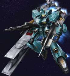  assault_visor beam_rifle commentary_request energy_gun gundam hiwa_industry holding holding_weapon javelin_(gundam) machinery mecha mecha_focus mobile_suit no_humans realistic robot science_fiction shot_lancer solo space spacecraft thrusters victory_gundam weapon yellow_visor 