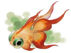 animal_focus black_eyes chi-yu_(pokemon) e_eee_g fish full_body goldfish highres no_humans pokemon pokemon_(creature) pokemon_focus solo tail 