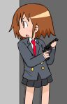  1girl brown_hair gun highres jimtugy kill_me_baby oribe_yasuna school_uniform short_hair solo weapon 