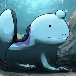  absurdres air_bubble blue_skin bubble colored_skin from_side head_bump highres no_humans pokemon pokemon_(creature) quagsire solo spicyichizo underwater 