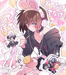  animal_ears animal_slippers artist_name athrun_zala black_hair blue_eyes blue_hair brown_hair choker claws commentary doll eating fake_animal_ears fast_food food french_fries green_eyes gundam gundam_seed gundam_seed_freedom heart highres holding holding_food hood hoshi_souichirou jacket kira_yamato long_sleeves looking_at_viewer male_focus mcdonald&#039;s mecha minakami_monaka mobile_suit motor_vehicle motorcycle multicolored_hair non-humanoid_robot one-eyed open_mouth pants pink_pants rabbit_ears red_eyes robot sakamoto_(uuu_a60006_a3) shinn_asuka short_hair slippers smile stuffed_toy symbol-only_commentary twitter_username violet_eyes voice_actor_connection watermark wings z&#039;gok_(seed) 