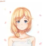  1girl :o blonde_hair blue_eyes blush dress hamster_(hanmster) highres rodney_(zhan_jian_shao_nyu) solo strapless_dress twitter_username younger zhan_jian_shao_nyu 