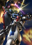  battle energy_sword gundam highres mecha no_humans paintedmike space star_(sky) sword the_o weapon zeta_gundam zeta_gundam_(mobile_suit) 