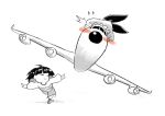  aandaud airplane androgynous blush commentary flying_sweatdrops frisk_(undertale) hat monochrome outstretched_arms spot_color tsunderplane undertale 