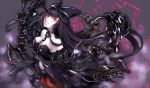  1girl bare_shoulders between_breasts black_bow black_hair bow breasts chain choker cleavage glowing glowing_eyes gothic_lolita hair_bow kantai_collection large_breasts lolita_fashion long_hair looking_at_viewer pokimari red_eyes seaplane_tender_hime shinkaisei-kan smile solo very_long_hair 