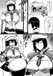  admiral_(kantai_collection) bifidus breast_hold capelet clinging commentary_request graf_zeppelin_(kantai_collection)_(cosplay) hair_ribbon hat hyuuga_(kantai_collection) iron_cross ise_(kantai_collection) japanese_clothes kantai_collection lying midriff miniskirt necktie on_stomach ribbon school_uniform serafuku short_hair skirt tongue tongue_out translated water 