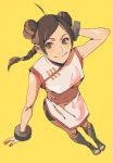  1girl bayneezone bike_shorts bracelet brown_eyes brown_hair chinese_clothes double_bun fishnets jewelry naruto naruto:_the_last solo tenten 