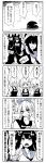  5girls 5koma ahoge alternate_costume bird blush collarbone comic crescent_hair_ornament glasses hair_ornament hair_ribbon highres kaga3chi kantai_collection long_hair mochizuki_(kantai_collection) monochrome multiple_girls neckerchief ocean pointing pointing_at_viewer ponytail ribbon round_teeth school_uniform serafuku short_hair short_sleeves sleeveless sunset swimsuit tama_(kantai_collection) tears teeth translated water wavy_mouth yayoi_(kantai_collection) yuubari_(kantai_collection) 