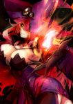  1girl ass black_sclera blazblue blazblue:_central_fiction breasts cleavage fire hat highres konoe_a_mercury pink_hair solo suzunashi witch_hat yellow_eyes 