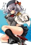  1girl ass bespectacled blue_eyes breasts glasses gloves gouda_nagi hat kantai_collection kashima_(kantai_collection) military military_uniform panties pantyshot silver_hair skirt solo twintails underwear uniform 