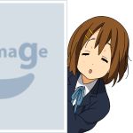  1girl =_= brown_hair hirasawa_yui k-on! mugen_ouka no_image peeking_out pixiv short_hair solo vector_trace 