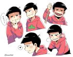  1boy black_hair bowl_cut expressions heart heart_in_mouth hoodie licking_lips male_focus mone_(14ri0000) osomatsu-kun osomatsu-san osomatsu_(osomatsu-kun) rope shaded_face simple_background smile solo spoken_heart tongue tongue_out twitter_username upper_body white_background 