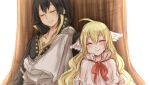  1boy 1girl aru_gunsou capelet closed_eyes face fairy_tail head_tilt head_wings mavis_vermilion sleeping smile upper_body zeref 