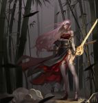  1girl absurdres dungeon_and_fighter highres long_hair midfinger22 pink_hair red_eyes solo sword very_long_hair weapon 