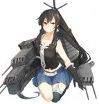  1girl alternate_color brown_eyes fumio_(kanmi) gloves kantai_collection long_hair ponytail school_uniform serafuku skirt smile solo yahagi_(kantai_collection) 