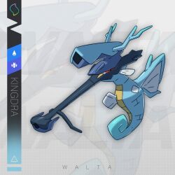  art_walta character_name fish full_body highres kingdra looking_at_viewer mega_pokemon_(other) no_humans pokemon pokemon_(creature) pokemon_focus scope seahorse solo 