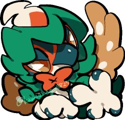  chibi chibi_only decidueye full_body kawaanago lowres orange_pupils pokemon pokemon_(creature) pokemon_focus solo transparent_background twitter_username yellow_eyes 