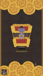  antennae closed_mouth coin gimmighoul gimmighoul_(chest) gold gold_coin highres holding holding_coin looking_at_viewer meme_(sleepsheep) no_humans pokemon pokemon_(creature) pokemon_focus smile solo treasure_chest yellow_eyes 