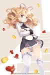  1girl :t blonde_hair character_request comet_(teamon) crossed_arms hairband long_hair omelet panties pantyshot pantyshot_(standing) revenge_&amp;_lady school_uniform solo standing tako-san_wiener tamagoyaki thigh-highs underwear violet_eyes white_legwear white_panties 