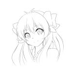  1girl bow gekkan_shoujo_nozaki-kun hair_bow kazenoko lineart long_hair monochrome sakura_chiyo smile solo upper_body 