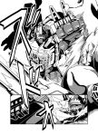  battleship_hime comic crossover dress grimlock horns kamizono_(spookyhouse) kantai_collection long_hair machinery monochrome shinkaisei-kan transformers translation_request turret 