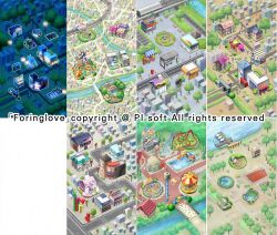  amusement_park balloon basketball_court bench bowling_pin bridge bus_stop_shelter carousel commentary_request dock elevated_railway english_commentary english_text flower forinlove fountain giraffe isometric korean_commentary lamppost lunaargent mixed-language_commentary no_humans observatory official_art pool scenery sunflower swan_boat tree water_slide yellow_flower 