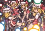  4girls ascot blonde_hair blush clone fang flandre_scarlet four_of_a_kind_(touhou) hat laevatein multiple_girls open_mouth red_eyes ribbon short_hair side_ponytail skirt smile touhou wings ysk! 