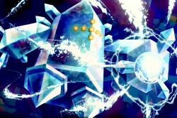  commentary_request energy_ball ice no_humans pokemon pokemon_(creature) pokemon_focus regice solo user_wsth3742 