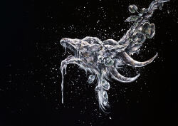  animal_focus black_background closed_eyes from_side goat head_only ikeda_ruriko no_humans open_mouth original painting_(medium) plant traditional_media vines 