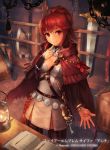  anna_(fire_emblem) axe breasts cleavage copyright_name fire_emblem fire_emblem_cipher mismi official_art ponytail red_eyes redhead sword weapon 