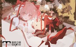  1girl absurdres bow bow_choker box center_frills chest_jewel chinese_commentary choker christmas christmas_ornaments christmas_tree christmas_wreath commentary_request dress eyelashes frilled_dress frilled_gloves frilled_sleeves frills gem gift gloves hair_between_eyes hair_bow hand_on_own_head high_heels highres in_box in_container kaname_madoka layla_836829767 leg_up light_blush looking_at_viewer magical_girl mahou_shoujo_madoka_magica mahou_shoujo_madoka_magica_(anime) open_mouth pantyhose pink_dress pink_eyes pink_hair puffy_short_sleeves puffy_sleeves pumps red_bow red_choker red_gemstone red_ribbon red_shoes ribbon shoes short_hair short_sleeves short_twintails sketch solo square_neckline stuffed_animal stuffed_toy teddy_bear twintails upper_body watermark white_gloves white_pantyhose white_sleeves wreath 