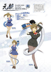  1girl ascot black_suit bowler_hat breasts brown_hair card_(medium) character_profile conductor game_cg gloves green_eyes hair_tie hat high_ponytail highres jacket large_breasts locomotive long_hair motochika_(senran_kagura) non-web_source official_alternate_costume official_art pantyhose pencil_skirt pink_ascot ponytail railroad_tracks ribbon senran_kagura senran_kagura_new_wave skirt solo suit suit_jacket thigh-highs train train_attendant train_conductor translated travel_attendant whistle white_gloves 