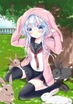  1girl hibiki_(kantai_collection) kantai_collection long_hair rabbit school_uniform shira_ichigo_(ichigohou) silver_hair 