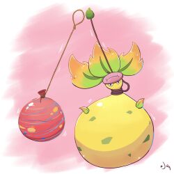  aquabluu black_eyes closed_mouth colored_skin full_body highres leaf mega_pokemon mega_victreebel no_humans pink_lips plant plant_monster pokemon pokemon_(creature) pokemon_focus pokemon_legends:_z-a solo string victreebel vines water_balloon water_yoyo yellow_skin 