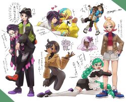 &gt;_&lt; 3boys 6+girls apron aqua_hair ascot bandeau black-framed_eyewear black_bodysuit black_hair black_hat black_jacket black_mask black_pants black_romper blonde_hair blue_eyes blue_hoodie blunt_bangs blush bodysuit bodysuit_under_clothes bow bowtie braid braided_ponytail breasts brown_hair brown_jacket bruise bruise_on_leg canari_(pokemon) canari_plush_(pokemon) carrying closed_mouth coat collared_shirt corbeau_(pokemon) criss-cross_straps cropped_shirt cube_hair_ornament dark-skinned_female dark-skinned_male dark_skin dreadlocks dress earclip emma_(pokemon) espurr eyewear_strap fascinator frilled_ascot frills glasses gloves gradient_hair green_hair green_jacket green_necktie gwynn_(pokemon) hair_bun hair_ornament hat heart highres hood hood_down hoodie injury jacinthe_(pokemon) jacket juliet_sleeves latex latex_bodysuit lebanne_(pokemon) leggings lida_(pokemon) long_braid long_hair long_sleeves looking_at_viewer maid maid_apron maid_headdress mask mega_stone midriff mouth_mask multicolored_hair multicolored_nails multiple_boys multiple_girls naveen_(pokemon) navel necktie open_clothes open_jacket open_mouth orange_gloves orange_vest pants paxton_(pokemon) piggyback pink_hair pokemon pokemon_(creature) pokemon_legends:_z-a puffy_sleeves purple_dress purple_hair purple_shirt purple_shoes rain_(tonight_862) red_shirt red_sweater restrained ribbed_shirt ribbed_socks romper round_eyewear shirt shoes short_hair short_sideburns short_twintails shorts sleeping smile socks split-color_hair sports_bra sweater taunie_(pokemon) teeth thigh-highs topknot torn_clothes torn_pants turtleneck twintails two-tone_gloves two-tone_hair two-tone_legwear two-tone_mask two-tone_nails undercut very_dark_skin vest violet_eyes white_bow white_bowtie white_coat white_jacket white_leggings white_necktie white_shirt white_shorts white_socks white_thighhighs wispy_bangs yellow_bandeau yellow_jacket yellow_mask yellow_sports_bra yuri 