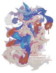  1other auko black_fur blue_fur body_fur furry highres lucario mega_lucario mega_pokemon multicolored_fur open_mouth pokemon pokemon_(creature) pokemon_focus red_eyes solo spikes teeth yellow_fur 