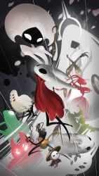  absurdly_long_hair antennae arthropod_boy arthropod_girl bell_beast_(hollow_knight) black_eyes black_skin cape cloak colored_skin crossed_arms crust_king_khann_(hollow_knight) dancing giant giantess grand_mother_silk_(hollow_knight) green_prince_(hollow_knight) hat hdhenry highres holding holding_weapon hollow_eyes hollow_knight hollow_knight:_silksong horned_mask hornet_(hollow_knight) horns instrument jewelry lace_(hollow_knight) long_hair long_sleeves map_(object) mask music no_mouth nyleth_(hollow_knight) petals pin_(hollow_knight) playing_instrument poster_(medium) puffy_long_sleeves puffy_sleeves red_cloak scar scar_across_eye scar_on_face shakra_(hollow_knight) sherma_(hollow_knight) skarrsinger_karmelita_(hollow_knight) thread very_long_hair weapon white_eyes white_hair white_mask 