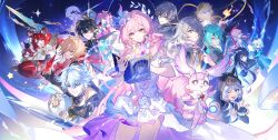 absurdres aglaea_(honkai:_star_rail) anaxa_(honkai:_star_rail) animal_ears animal_hood black_gloves black_hair blonde_hair blue_eyes blue_hair book caelus_(honkai:_star_rail) castorice_(honkai:_star_rail) cat_ears cat_girl cat_hood cerydra_(honkai:_star_rail) chinese_commentary chrysos_heirs_(honkai:_star_rail) cipher_(honkai:_star_rail) commentary_request crown cyrene_(honkai:_star_rail) cyrene_(ripples_of_past_reverie)_(honkai:_star_rail) dan_heng_(honkai:_star_rail) dan_heng_(permansor_terrae)_(honkai:_star_rail) diamond-shaped_pupils diamond_(shape) dress dual_persona etiv evernight_(honkai:_star_rail) eyepatch fingerless_gloves gloves green_hair grey_hair highres holding holding_book holding_staff holding_sword holding_umbrella holding_weapon honkai:_star_rail honkai_(series) hood hyacine_(honkai:_star_rail) hysilens_(honkai:_star_rail) laurel_crown long_hair march_7th_(honkai:_star_rail) mem_(honkai:_star_rail) mydei_(honkai:_star_rail) phainon_(honkai:_star_rail) pink_hair purple_hair red_hair rocket_ship short_hair smile spacecraft staff stelle_(honkai:_star_rail) sword symbol-shaped_pupils trailblazer_(honkai:_star_rail) trianne_(honkai:_star_rail) tribbie_(honkai:_star_rail) trinnon_(honkai:_star_rail) twitter_username umbrella very_long_hair violet_eyes weapon white_dress white_hair yellow_eyes 