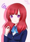  1girl alternate_hairstyle bangs blunt_bangs love_live!_school_idol_project nishikino_maki redhead ribbon ric_(fwpbox) uniform violet_eyes 