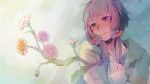  1girl blush chanosuke flower flower_request purple_hair scrunchie solo twintails violet_eyes vocaloid yuzuki_yukari 