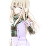  1girl aqua_eyes blonde_hair earmuffs hiro_(hirohiro31) long_hair long_sleeves looking_at_viewer original scarf solo winter_clothes 