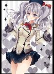  1girl blue_eyes breasts epaulettes gloves hat highres kantai_collection kashima_(kantai_collection) military military_uniform runako silver_hair skirt smile solo twintails uniform 
