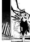  1girl absurdres ameyama_denshin ascot bow comic detached_sleeves doujinshi hair_bow hair_tubes hakurei_reimu highres monochrome page_number scan smile solo static touhou 