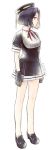  1girl adapted_costume artist_name bare_legs black_gloves gloves kantai_collection loafers mechanical_halo purple_hair ribbon shoes short_hair short_sleeves signature skirt solo standing suzume_yuu tatsuta_(kantai_collection) 