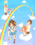  cloud clouds koizumi_itsuki kyon moffunnyo nagato_yuki paintbrush rainbow roller school_uniform sparkle sun suzumiya_haruhi suzumiya_haruhi_no_yuuutsu trim_brush 