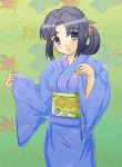  blue_eyes blue_hair esuyuki eyebrows japanese_clothes kimono long_hair solo suzumiya_haruhi_no_yuuutsu yukata 