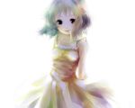  dress green_eyes green_hair gumi neroko short_hair simple_background smile solo vocaloid 