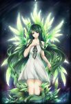  green_eyes green_hair hagiwara_rin highres leaf leaves long_hair saya saya_no_uta solo sundress 